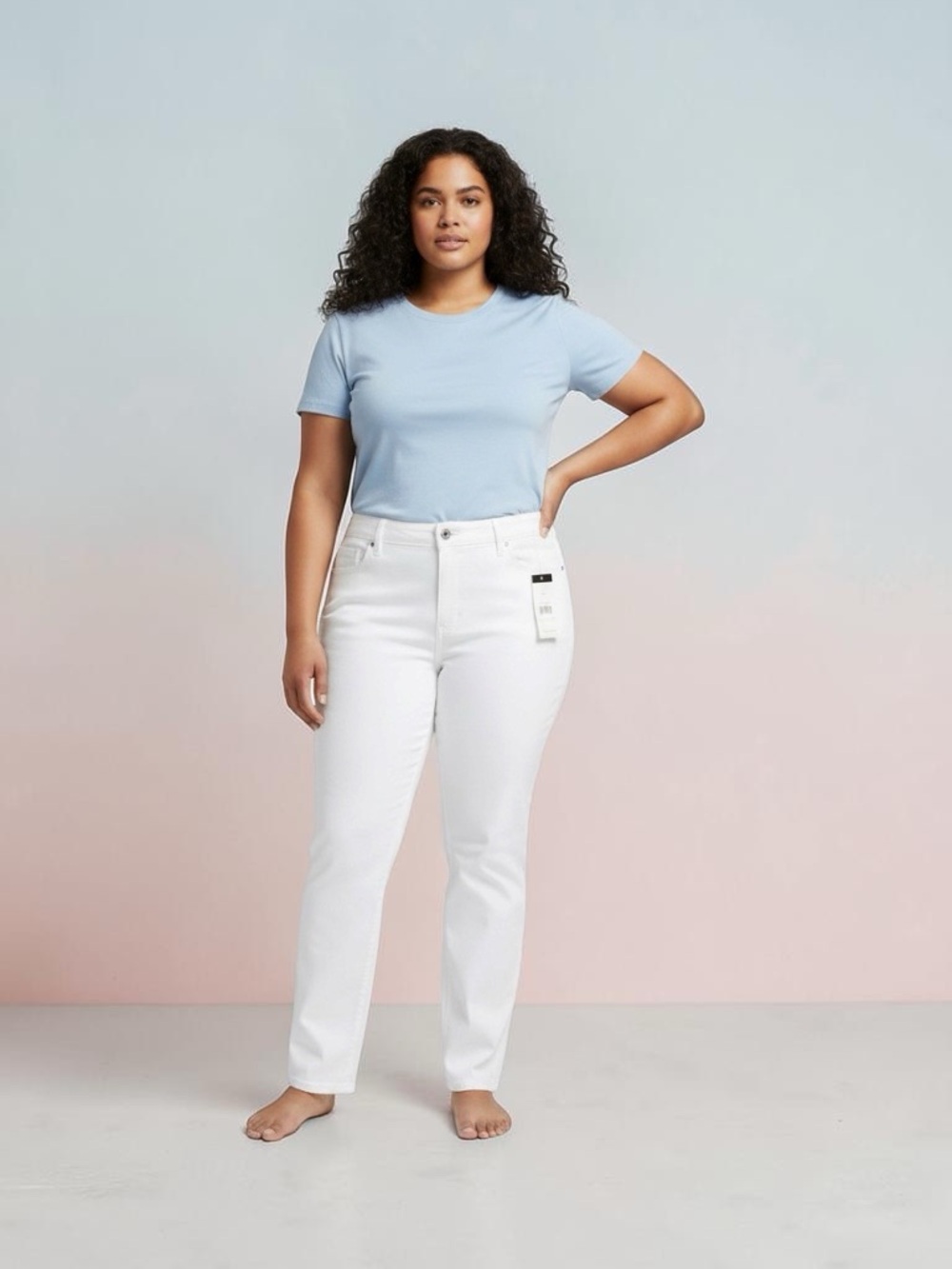 Terra & Sky White Women's Straight-Leg Jeans